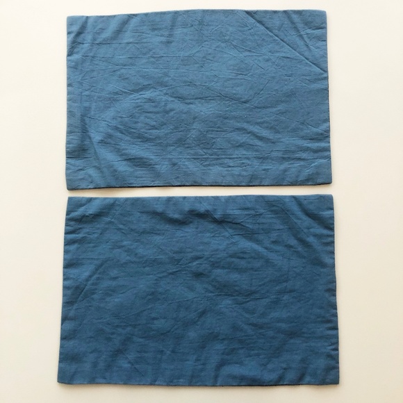 Set 2 Handmade Embroidered Placemats Geometric Diamond Shapes Blue White Navy - Picture 5 of 7